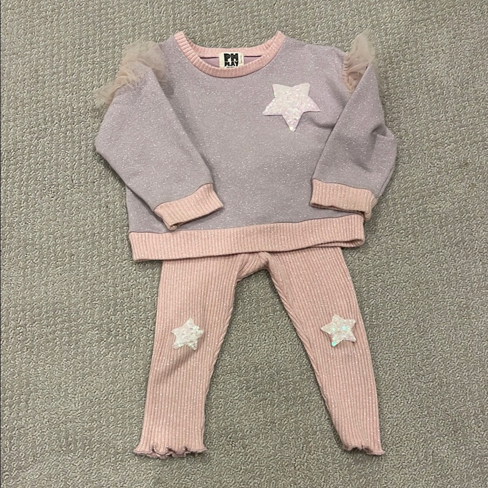 Pink and purple Star Sweater and Leggings Set